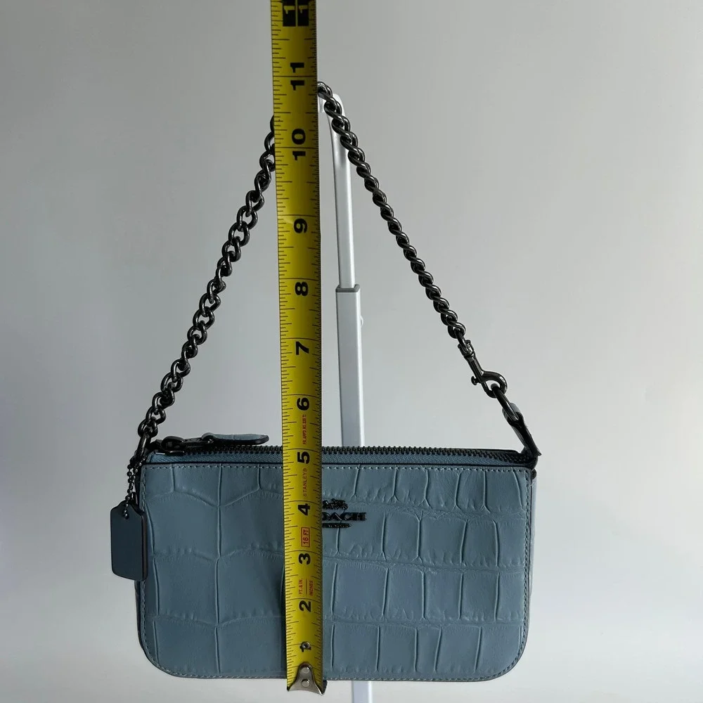 Coach Nolita 19 Cornflower Blue Crocodile-Embossed Leather Shoulder Bag CN382